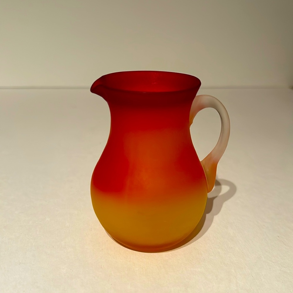 Vintage Pilgrim Art Glass Frosted Mini Pitcher 3.75”